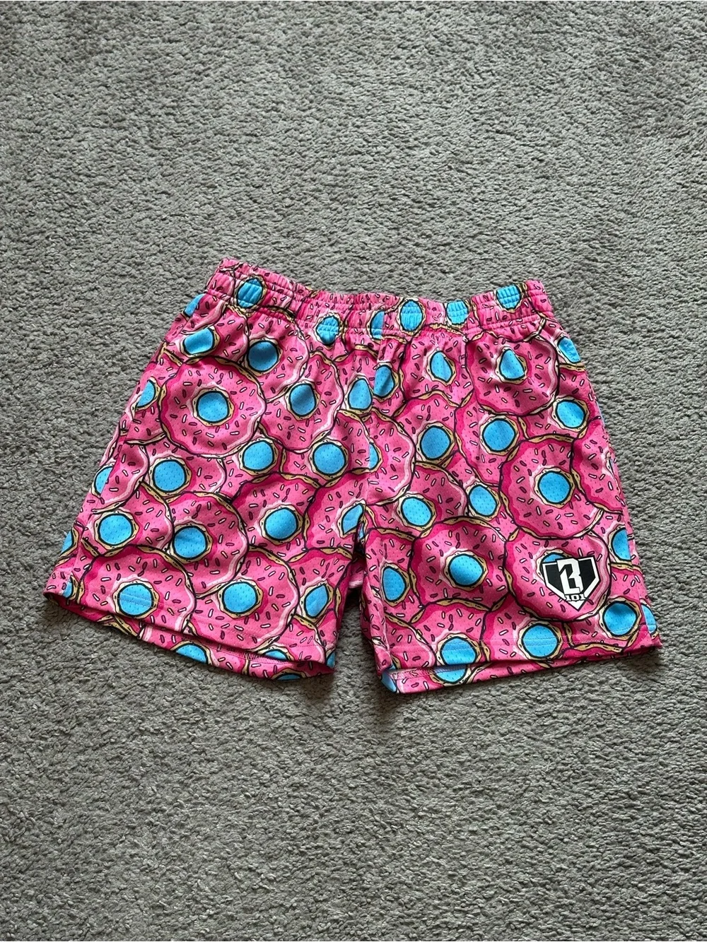 BL101 Baseball Lifestyle Donut Print Pink Shorts Youth XL